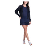 Women's Aero Pointelle Tennis Sweater Midnight, Lucky In Love, Tennis Express, CX197-401-2