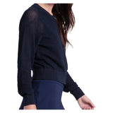 Women's Aero Pointelle Tennis Sweater Midnight, Lucky In Love, Tennis Express, CX197-401-3