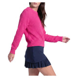 Women's Aero Pointelle Tennis Sweater Shocking Pink, Lucky In Love, Tennis Express, CX197-645-1