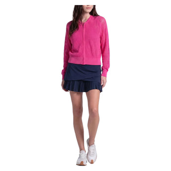 Women's Aero Pointelle Tennis Sweater Shocking Pink, Lucky In Love, Tennis Express, CX197-645-2