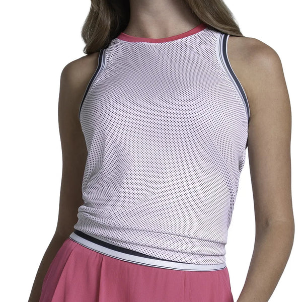 Women's Game Point Tennis Tank White, Lucky In Love, White, Tennis Express, CX198-09H110-WHITE-1