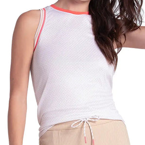 Women's Clubhouse Tennis Tank White and Camel,Apparel,Lucky In Love,White/Camel,XS,Tennis Express,CX198-86G240-3