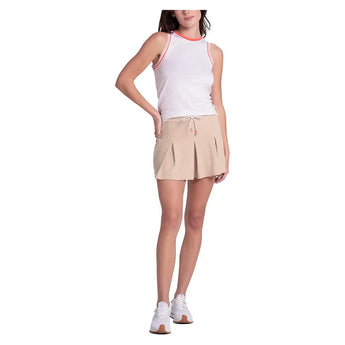 Women's Clubhouse Tennis Tank White and Camel,Apparel,Lucky In Love,,,Tennis Express,CX198-86G240-5