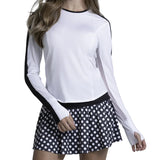 Women's Double Play Long Sleeve Tennis Top White and Black, Lucky In Love, White/Black, Tennis Express, CX199-121-WHITE-BLACK-1