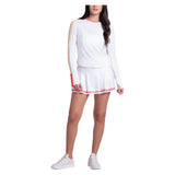 Women's Double Play Long Sleeve Tennis Top White and Camel,Apparel,Lucky In Love,,,Tennis Express,CX199-155-5