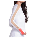 Women's Double Play Long Sleeve Tennis Top White and Camel,Apparel,Lucky In Love,,,Tennis Express,CX199-155-6