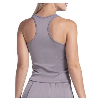 Women's Rib Sport Cord Tennis Tank White and Black, Lucky In Love, Tennis Express, CX207-121-1