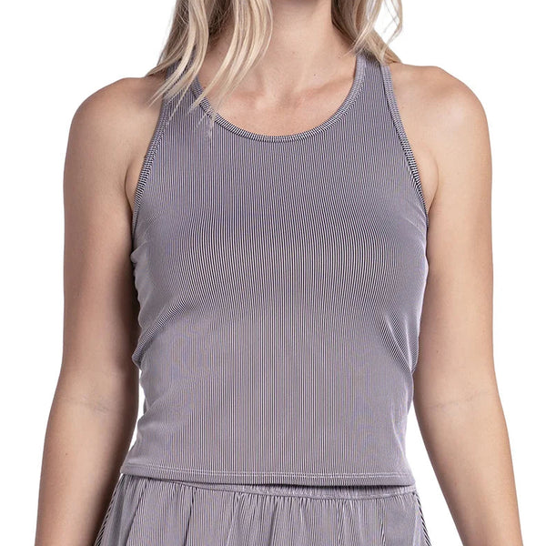 Women's Rib Sport Cord Tennis Tank White and Black, Lucky In Love, White/Black, Tennis Express, CX207-121-WHITE-BLACK-1