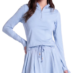 Women's Pima Heritage 1/4 Zip Tennis Top,Apparel,Lucky In Love,428 Crystal Blue,XS,Tennis Express,CX211-58H428