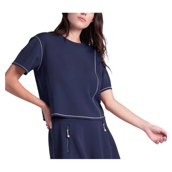 Women's Lucky Pure Luxe Short Sleeve Tennis Top, Lucky In Love, 401 Midnight, Tennis Express, CX217-H26-401-MIDNIGHT-1