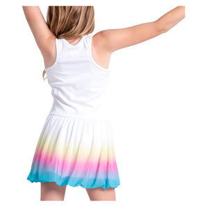 Girls' Nova Bubble Tennis Dress White and Color Ombre-Apparel-Lucky In Love-D22-46G155-2-Tennis Express