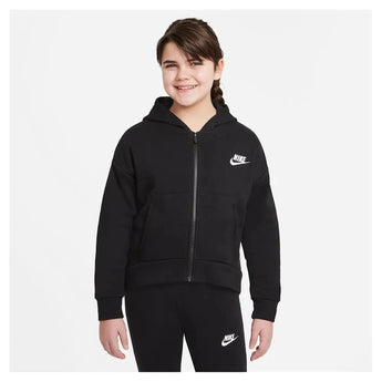 Girls' Sportswear Club Fleece Full-Zip Hoodie-Apparel-Nike-DC7118-010-P4-Tennis Express