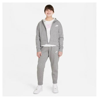Girls' Sportswear Club Fleece Full-Zip Hoodie-Apparel-Nike-DC7118-091-PH-Tennis Express