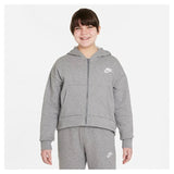 Girls' Sportswear Club Fleece Full-Zip Hoodie-Apparel-Nike-DC7118-091-PHS-Tennis Express