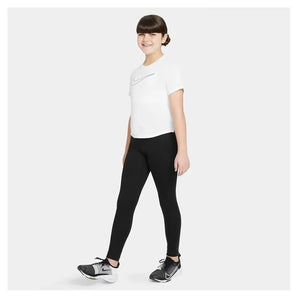 Girls' Dri-FIT One Short-Sleeve Training Top White and Black-Apparel-Nike-DD7639-100-P-Tennis Express