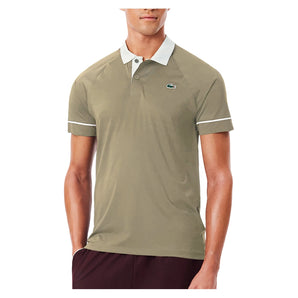Men's Novak Djokovic Tennis Polo,Apparel,Lacoste,I4P Khaki/Flour,S,Tennis Express,DH6809-FF26-I4P-3