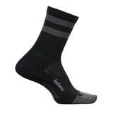 Elite Light Cushion Mini Crew Socks Black High Top Stripe-Socks-Feetures-E90-404B-Tennis Express