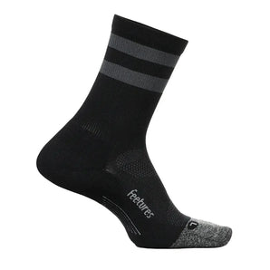 Elite Light Cushion Mini Crew Socks Black High Top Stripe-Socks-Feetures-E90-404B-Tennis Express