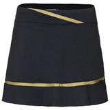 Women's Elle 13.5 Inch Tennis Skort Black and Golden Green-Apparel-Inphorm-F24016-0441H24-Tennis Express