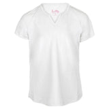 Girls' Notched Collar Tennis Top White-Apparel-Little Miss Tennis-FB160-B20-Tennis Express