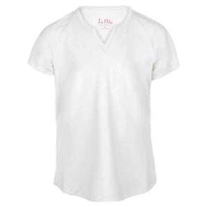 Girls' Notched Collar Tennis Top White-Apparel-Little Miss Tennis-FB160-B20-Tennis Express