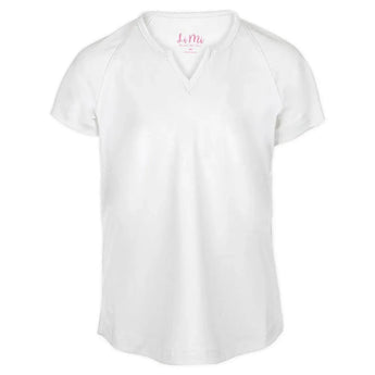 Girls' Notched Collar Tennis Top White-Apparel-Little Miss Tennis-FB160-B20-Tennis Express