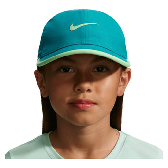 Juniors' Dri-FIT Club Unstructured Featherlight Tennis Cap, Nike, 316 Energy/Illusion Green, Tennis Express, FB5062-F26-316-ENERGY-ILLUSION-GREEN-1