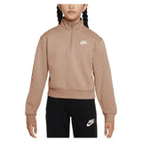 Girls' Sportswear Club Fleece 1/2-Zip Long-Sleeve Top-Apparel-Nike-FD2930-200_1-Tennis Express