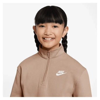 Girls' Sportswear Club Fleece 1/2-Zip Long-Sleeve Top-Apparel-Nike-FD2930-200_3-Tennis Express