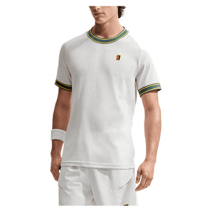 Men's Court Heritage Short Sleeve Tennis Top,Apparel,Nike,030 Phantom,XS,Tennis Express,FN0318-030