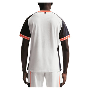 Men's Court Heritage Short Sleeve Tennis Top Sail and Dark Obsidian-Apparel-Nike-FN0318-133-4-Tennis Express
