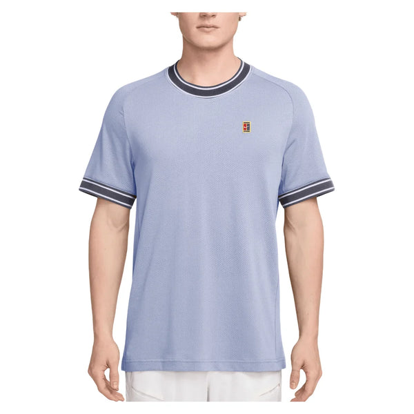 Men's Court Heritage Short Sleeve Tennis Top, Nike, 568 Palest Purple/Gridiron, Tennis Express, FN0318-H26-568-PALEST-PURPLE-GRIDIRON-1