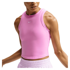 Women's One Fitted Dri-FIT Cropped Training Tank,Apparel,Nike,621 Pink Rise/White,XS,Tennis Express,FN2806-621