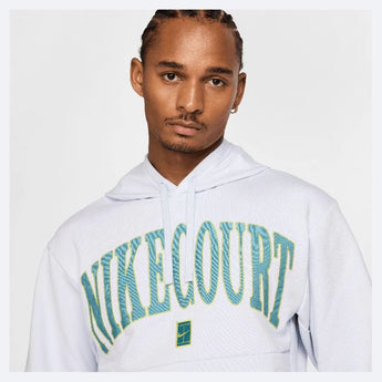 Men's Heritage Dri-FIT Fleece Tennis Hoodie Football Grey and Mineral Teal-Apparel-Nike-FQ2093-085-5-Tennis Express