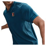 Men's Court Heritage Tennis Polo Blue Force and Green Abyss-Apparel-Nike-FQ2101-415F25-6-Tennis Express