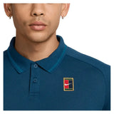 Men's Court Heritage Tennis Polo Blue Force and Green Abyss-Apparel-Nike-FQ2101-415F25-7-Tennis Express