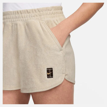 Women's Court Heritage Mid-Rise French Terry Tennis Shorts-Apparel-Nike-FQ2282-104_20b655eb-4eaf-4384-981d-4b8fb0a3fd85-Tennis Express