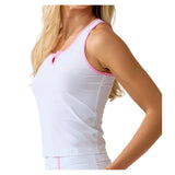Women's Farah Tennis Tank White and Pink Sorbet,Apparel,Bobbe,,,Tennis Express,FR-FT-1106-1