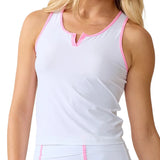 Women's Farah Tennis Tank White and Pink Sorbet,Apparel,Bobbe,White/Pink Sorbet,XS,Tennis Express,FR-FT-1106_b670b2a0-8b40-4a8e-a84e-fd8816bac039