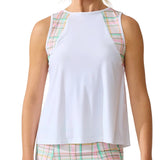 Women's Swing Tennis Tank White and Puffplaid,Apparel,Bobbe,White/Puffplaid,XS,Tennis Express,FR-ST-1117_c91ee3d2-1ee0-42d7-83d2-26b406227a8e