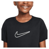 Girls' Dri-FIT One Short Sleeve Training Top Black and White-Apparel-Nike-FZ5600-010BU25-6-Tennis Express
