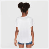 Girls' One Dri-Fit Short Sleeve Tennis Top White and Black-Apparel-Nike-FZ5600-100S25-4-Tennis Express