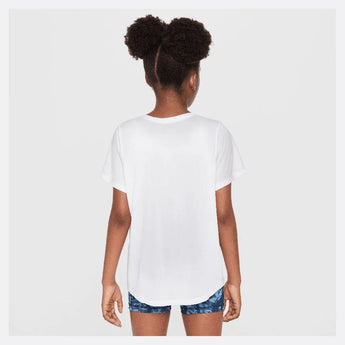 Girls' One Dri-Fit Short Sleeve Tennis Top White and Black-Apparel-Nike-FZ5600-100S25-4-Tennis Express