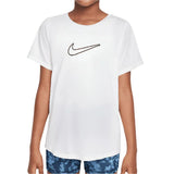 Girls' One Dri-Fit Short Sleeve Tennis Top White and Black-Apparel-Nike-FZ5600-100S25-Tennis Express