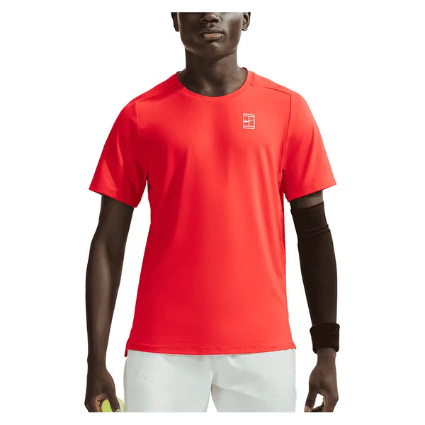 Men's Court Dri-FIT Advantage Tennis Top,Apparel,Nike,673 Chile Red/White,XS,Tennis Express,FZ6910-U26-673-3
