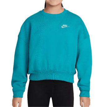 Girls' Sportswear Club Fleece Crew Neck Sweatshirt-Apparel-Nike-FZ9244-345-Tennis Express