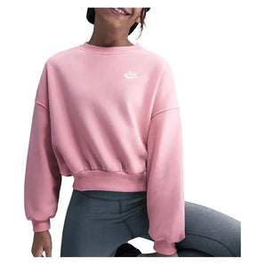 Girls' Sportswear Club Fleece Boxy Crew-Neck Sweatshirt Med Soft Pink-Apparel-Nike-FZ9244-690H25-3-Tennis Express