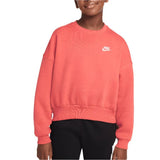 Girls' Sportswear Club Fleece Crew Neck Sweatshirt-Apparel-Nike-FZ9244-814-Tennis Express