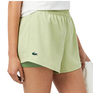 Women's Players Tennis Shorts Birch and Lamb's Lettuce-Apparel-Lacoste-GF9972-614-3-Tennis Express