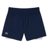 Women's Players Tennis Shorts Navy and Phoenix Blue-Apparel-Lacoste-GF9972-WB3-Tennis Express
